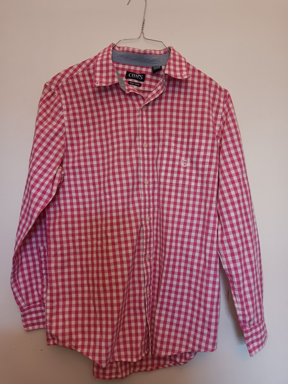Chaps Men’s Pink and White Gingham Button-Down Shirt (Price Is Firm)